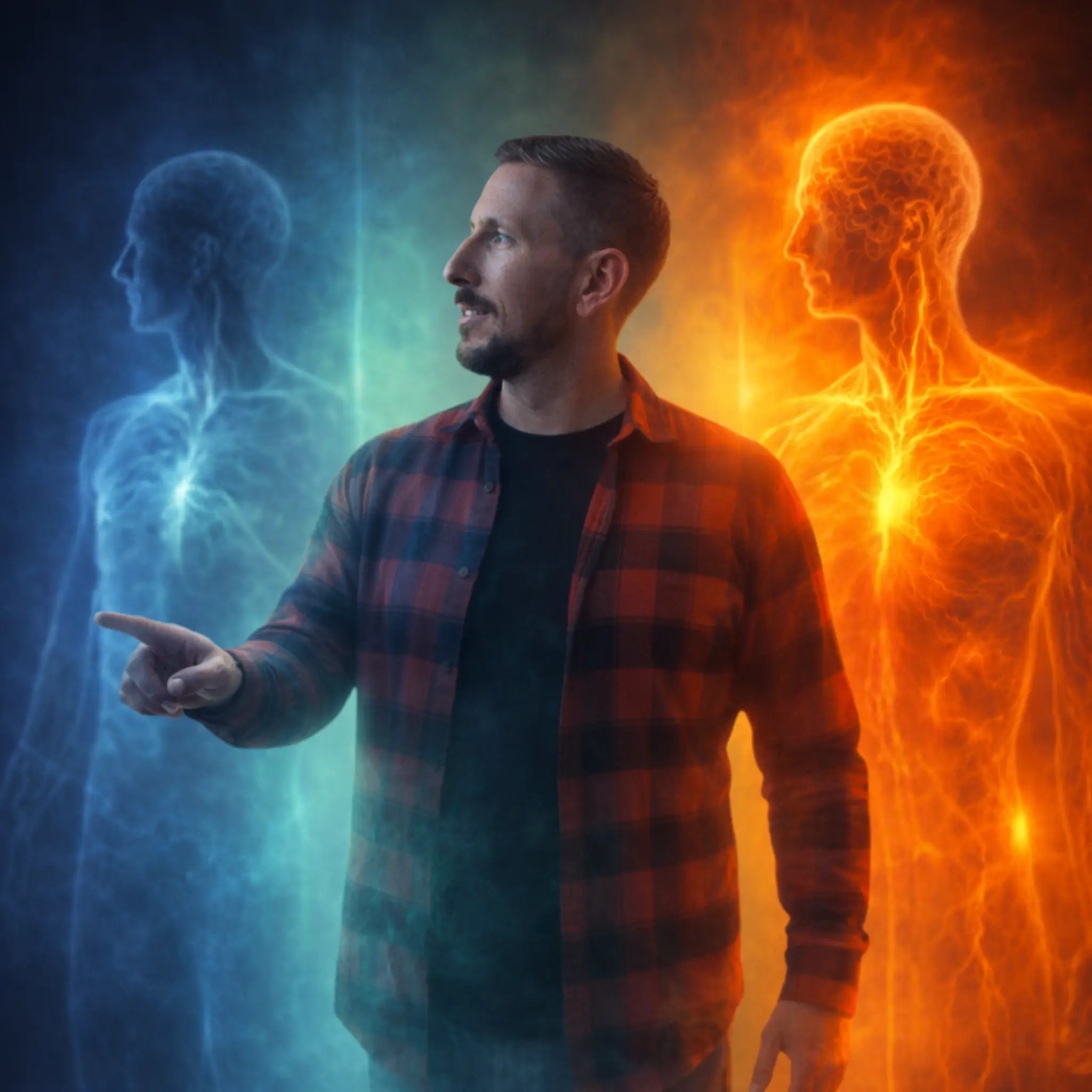 NLP Ausbildungen Zwei Männer in Sakko mit dem Rücken zu einander links Andreas R. Mosler und rechts Nico Villhard